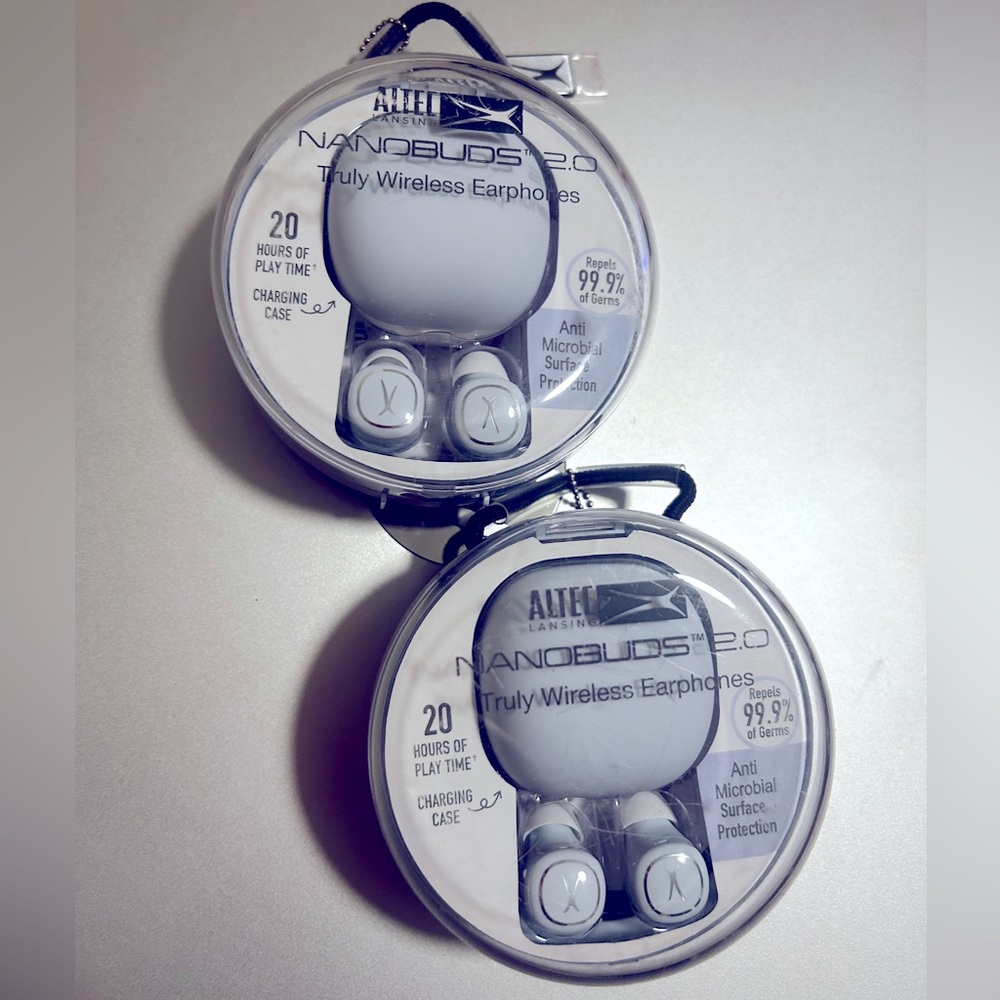 Altec Lansing NanoBuds 2.0 True Wireless Bluetooth Earbuds- light blue.